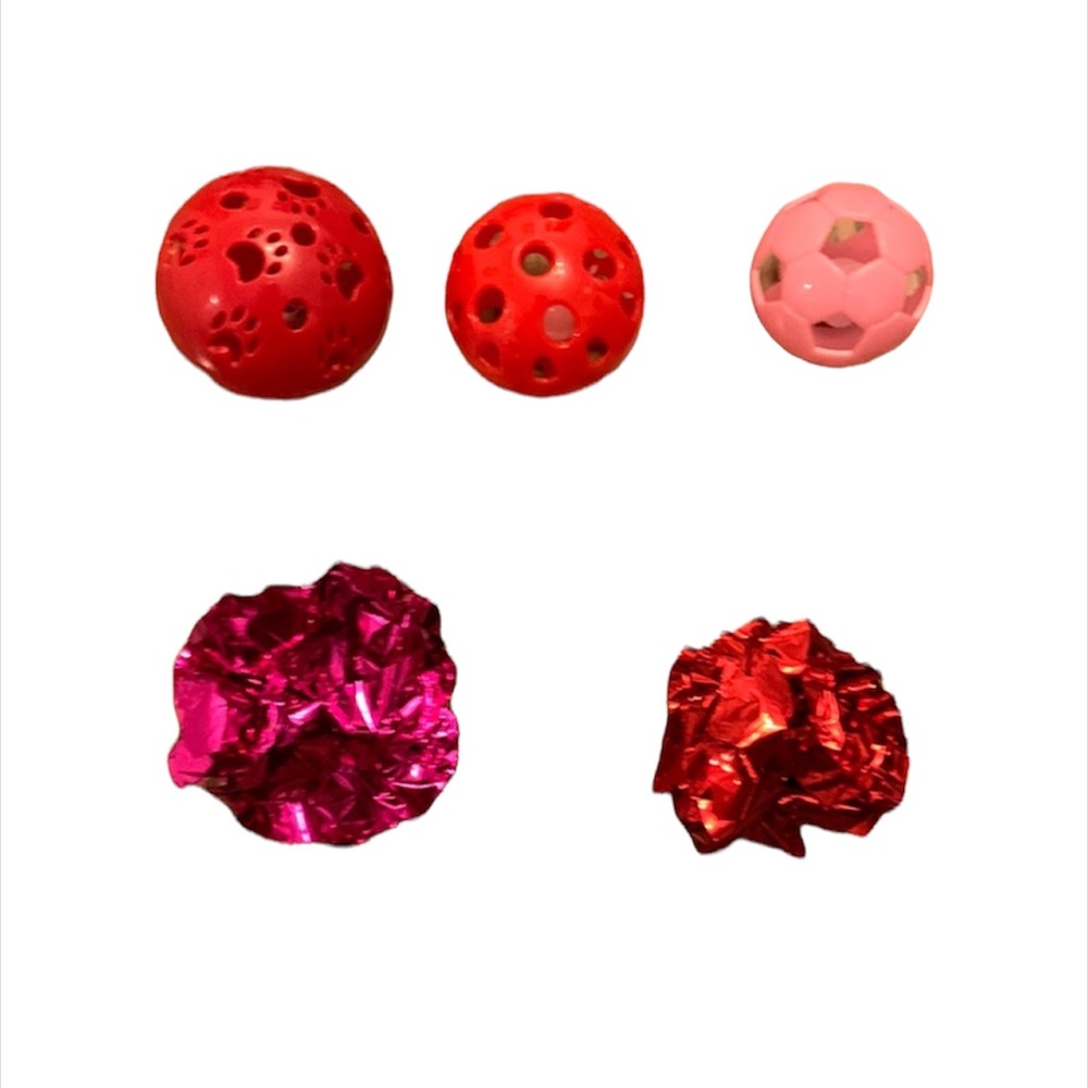 Frisco Variety 5 Piece Crinkle Bells Paw Prints Balls Cat Toys.